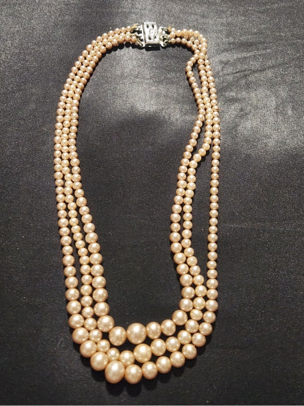Classic Three-Strand Champagne Pearl Necklace